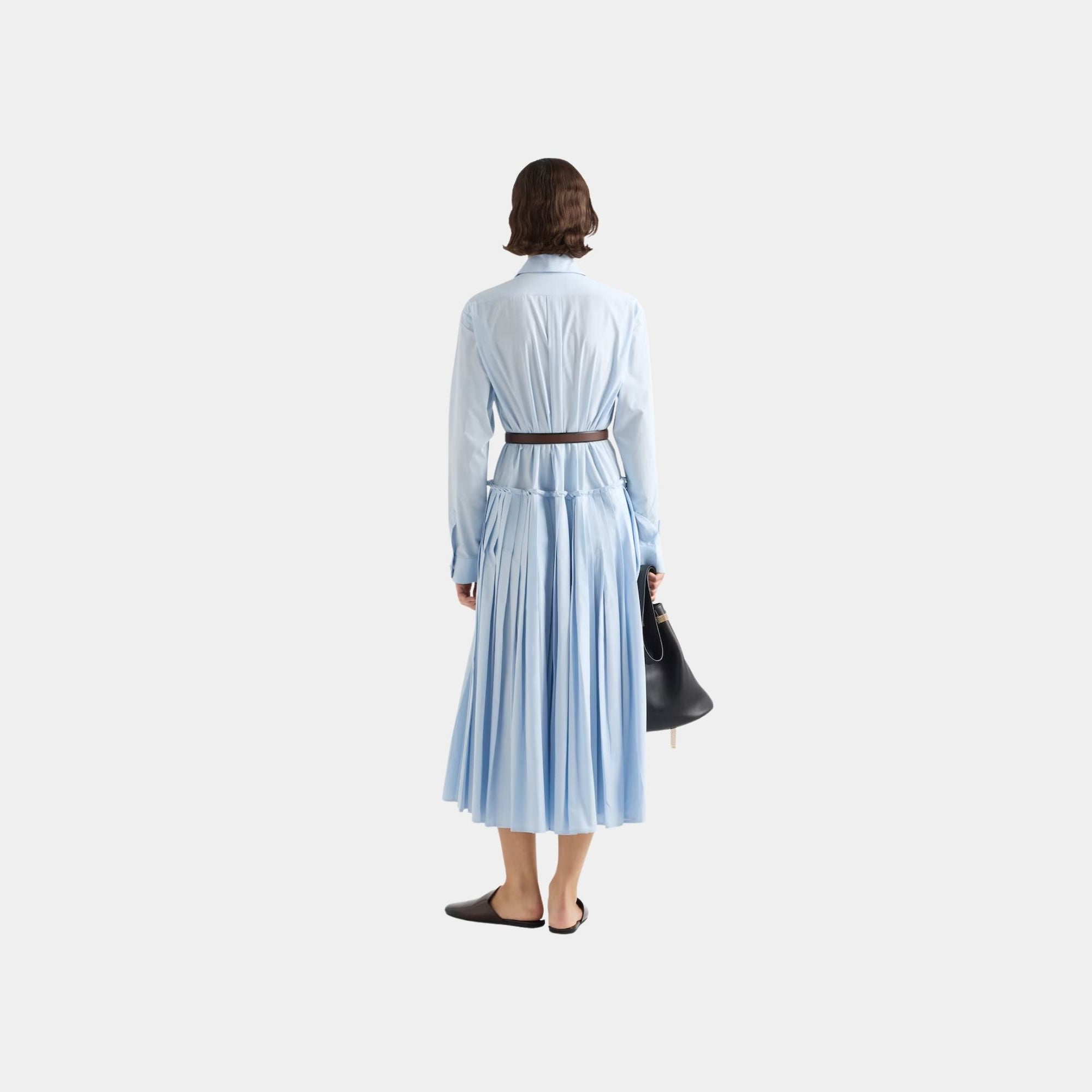 Pleated Poplin Dress Prada – Гарантія оригінальності – детальний вид