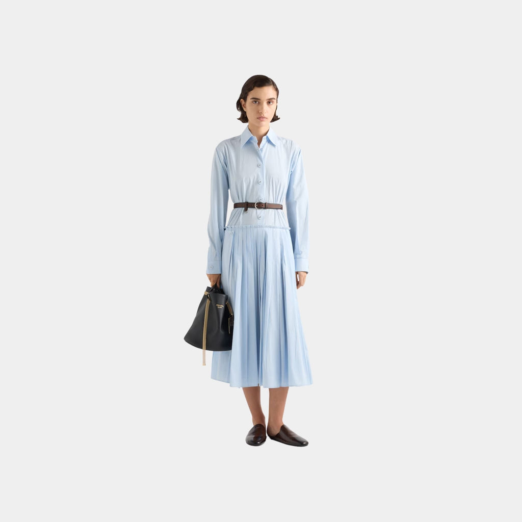 Pleated Poplin Dress Prada – Гарантія оригінальності – вид ззаду