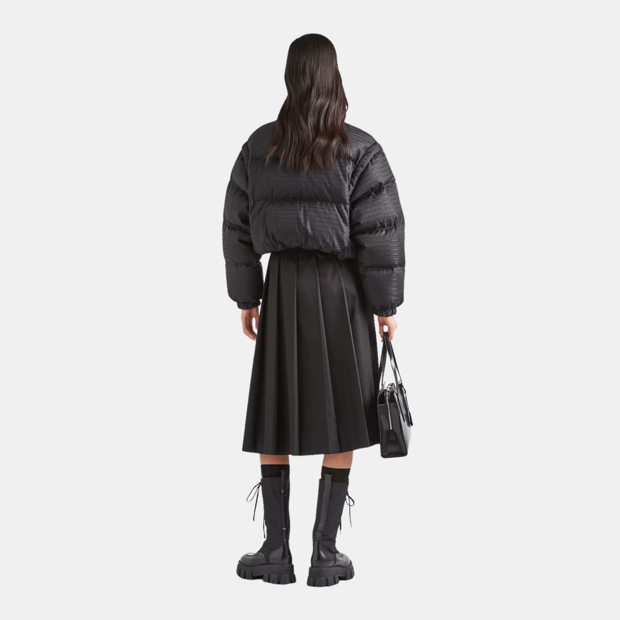 Re-Nylon Cropped Hooded Down Jacket Prada – Гарантія оригінальності – детальний вид