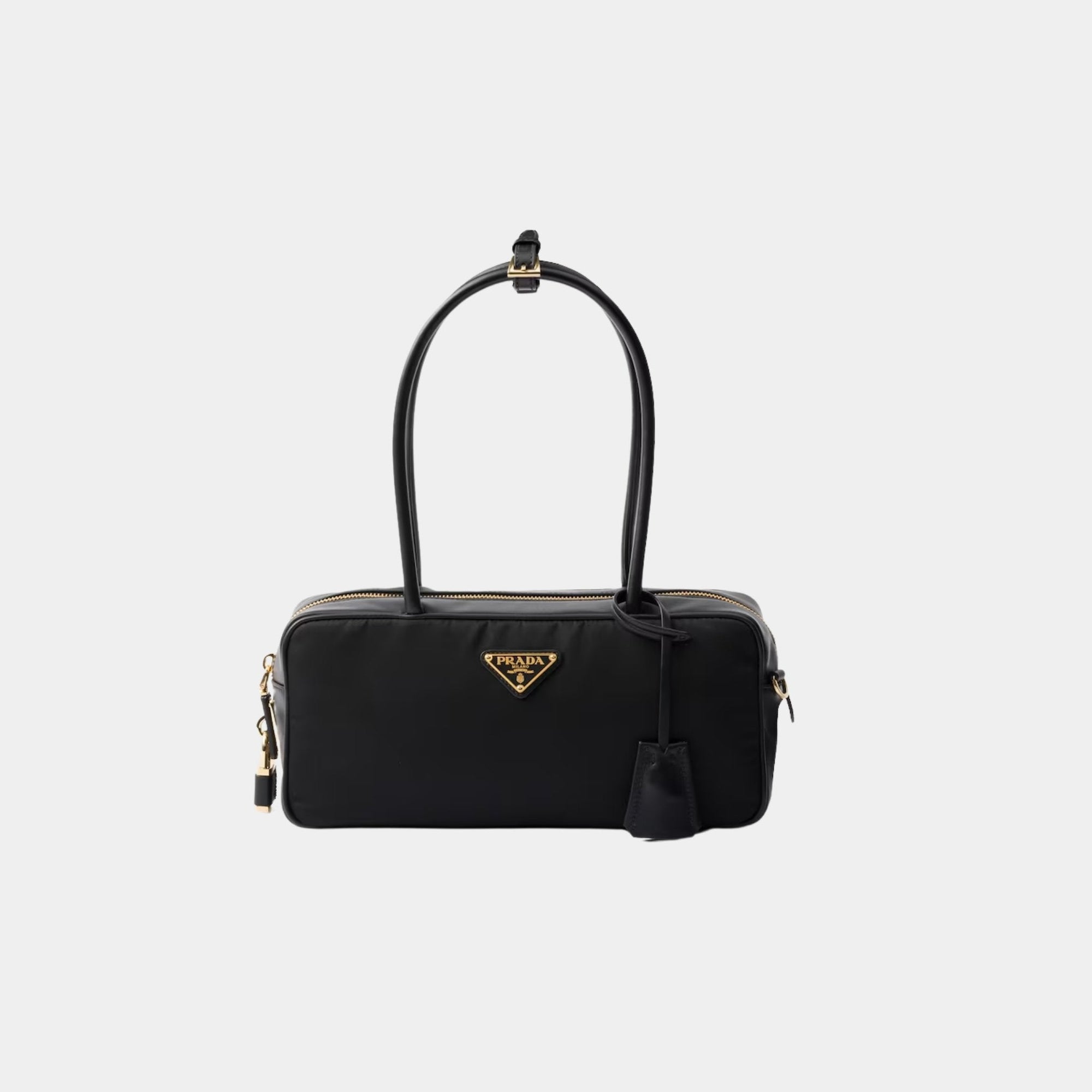 Re-Nylon And Leather Small Top Handle Bag With Padlock Prada оригінал – Купити в Україні – боковий вид