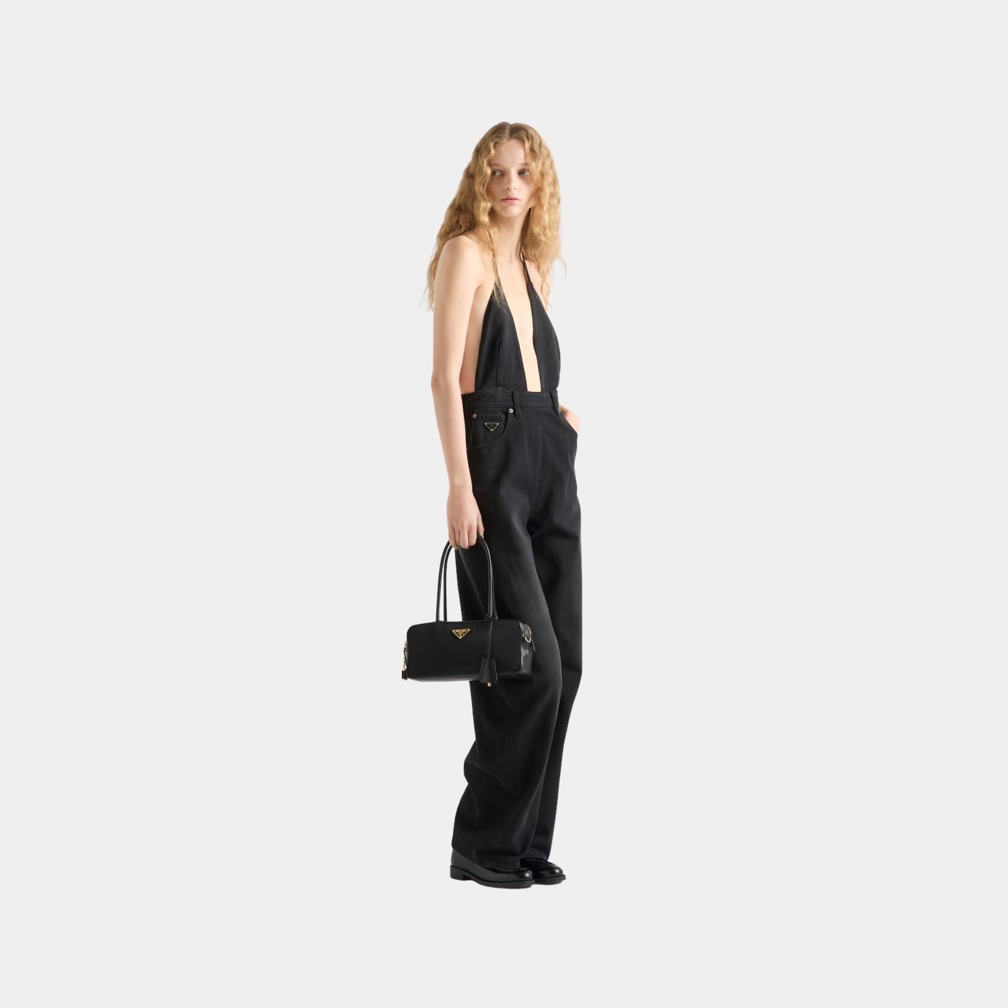 Re-Nylon And Leather Small Top Handle Bag With Padlock Prada оригінал – Купити в Україні – вид ззаду