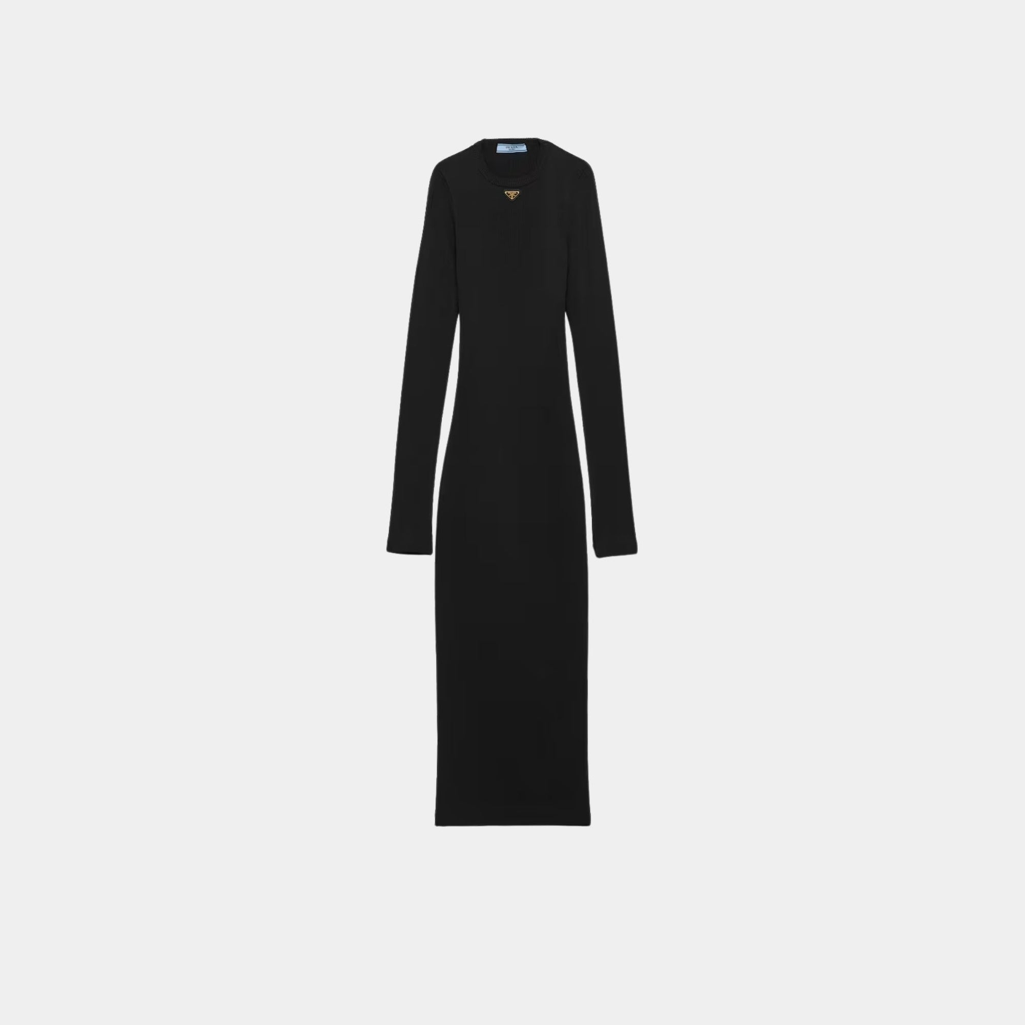 Ribbed Knit Jersey Long Sleeved Dress Prada – Гарантія оригінальності – боковий вид