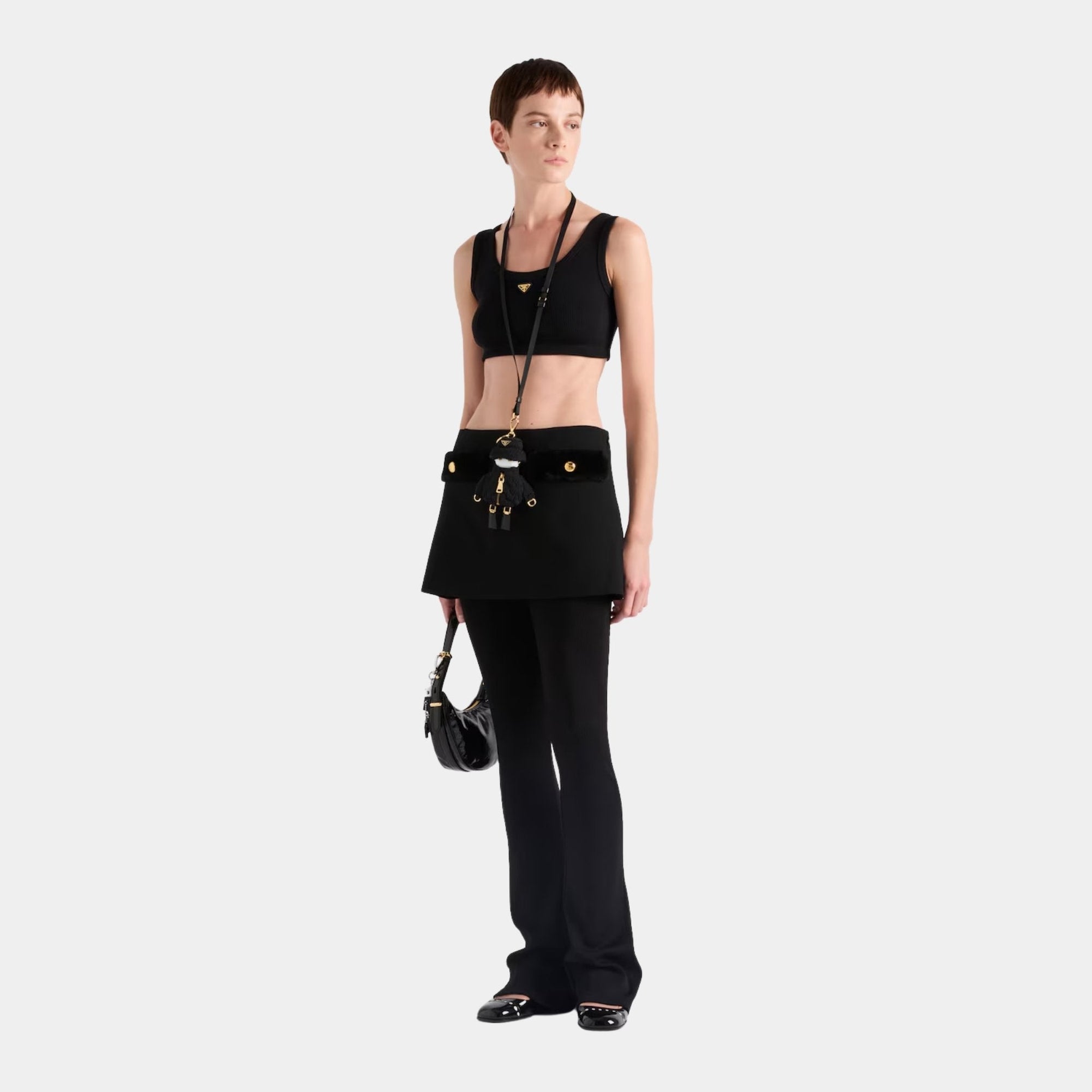 Оригінальна Ribbed Knit Jersey Pants Prada – вид ззаду
