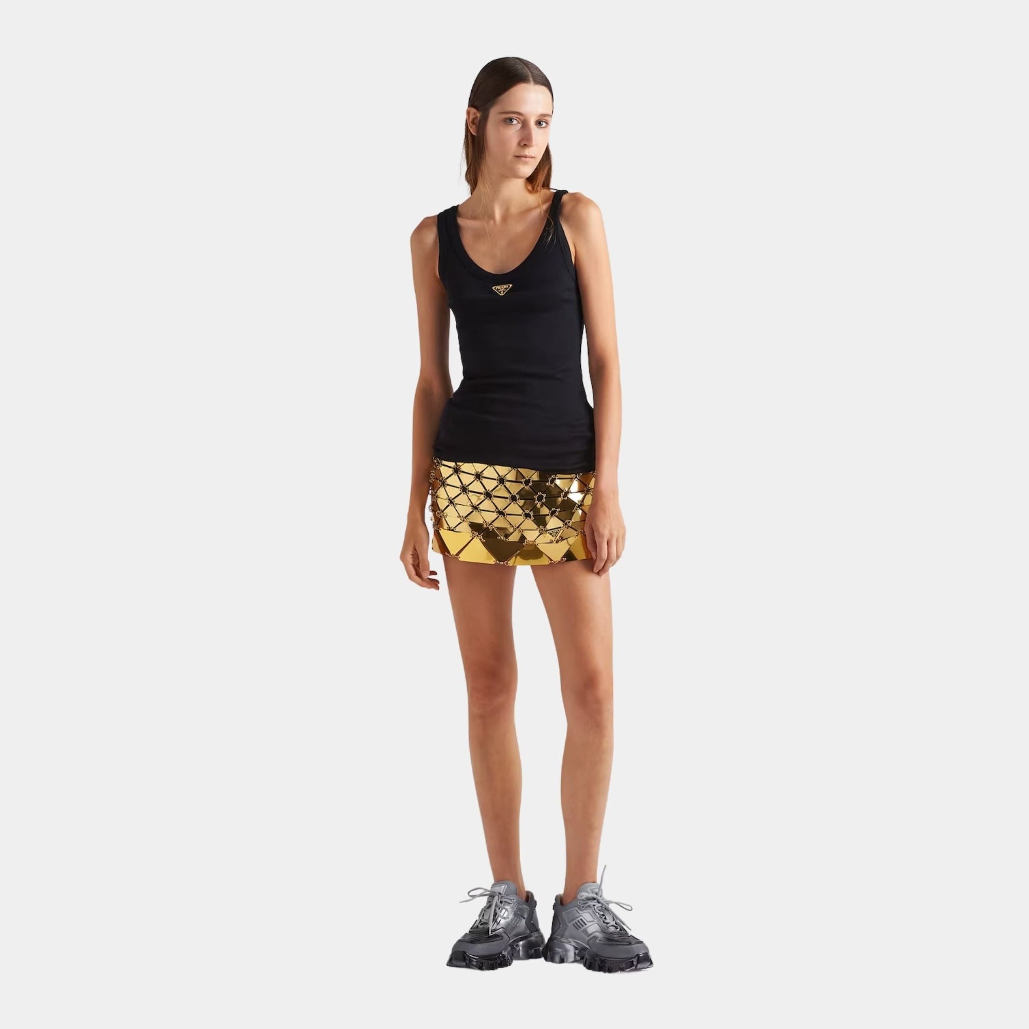 Оригінальна Ribbed Knit Jersey Tank Top Prada – вид ззаду