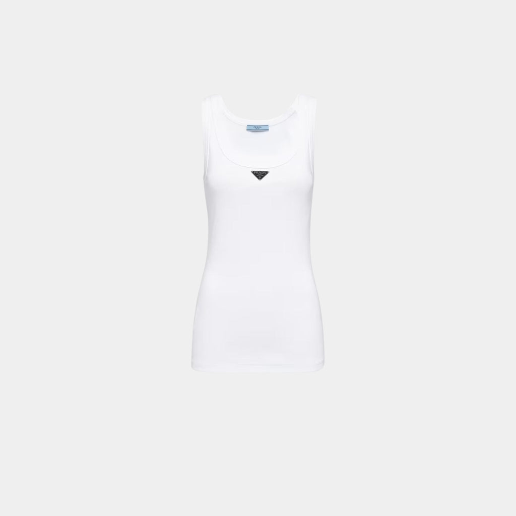 Оригінальна Ribbed Knit Jersey Tank Top Prada – збільшений вид