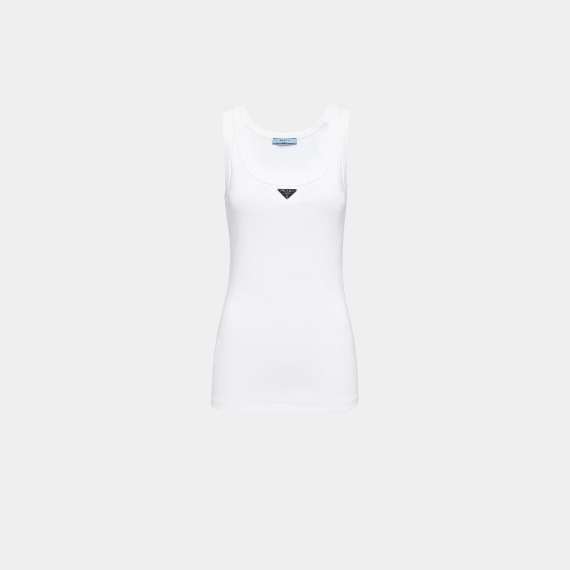 Оригінальна Ribbed Knit Jersey Tank Top Prada – збільшений вид
