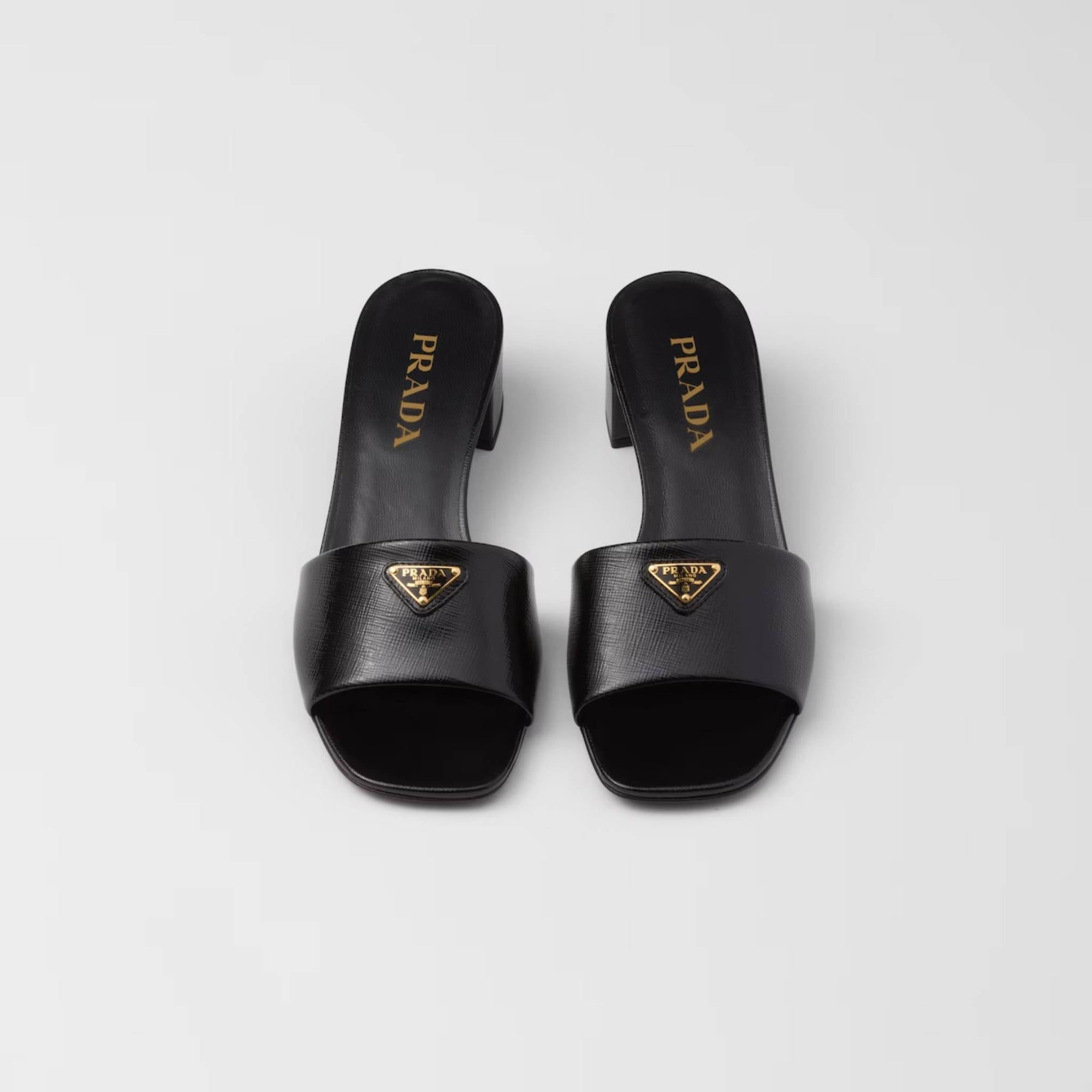 Saffiano Patent Leather Sandals Prada – Гарантія оригінальності – вид ззаду