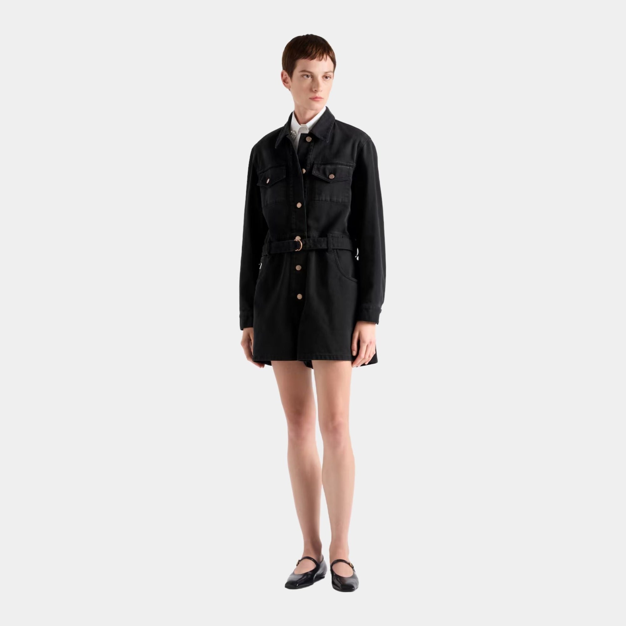 Short Denim Jumpsuit Prada – Гарантія оригінальності – вид ззаду