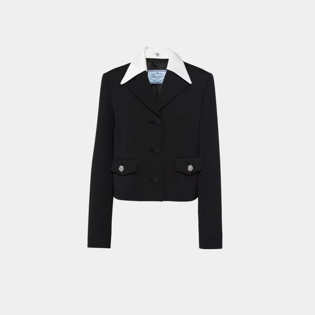 Single-Breasted Wool And Satin Jacket Prada оригінал – Купити в Україні – боковий вид