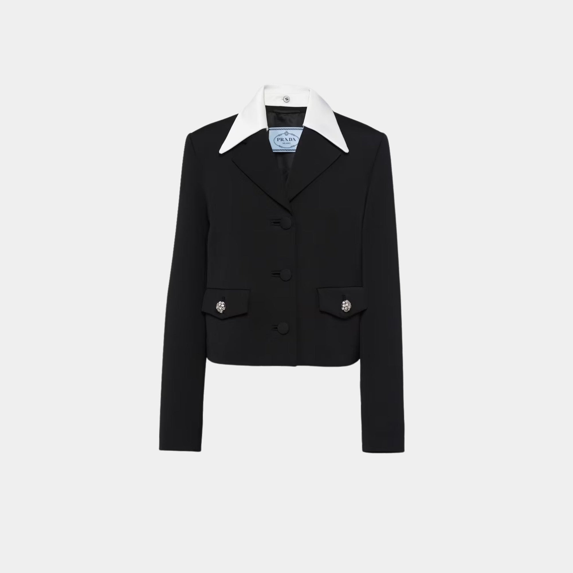 Single-Breasted Wool And Satin Jacket Prada оригінал – Купити в Україні – боковий вид