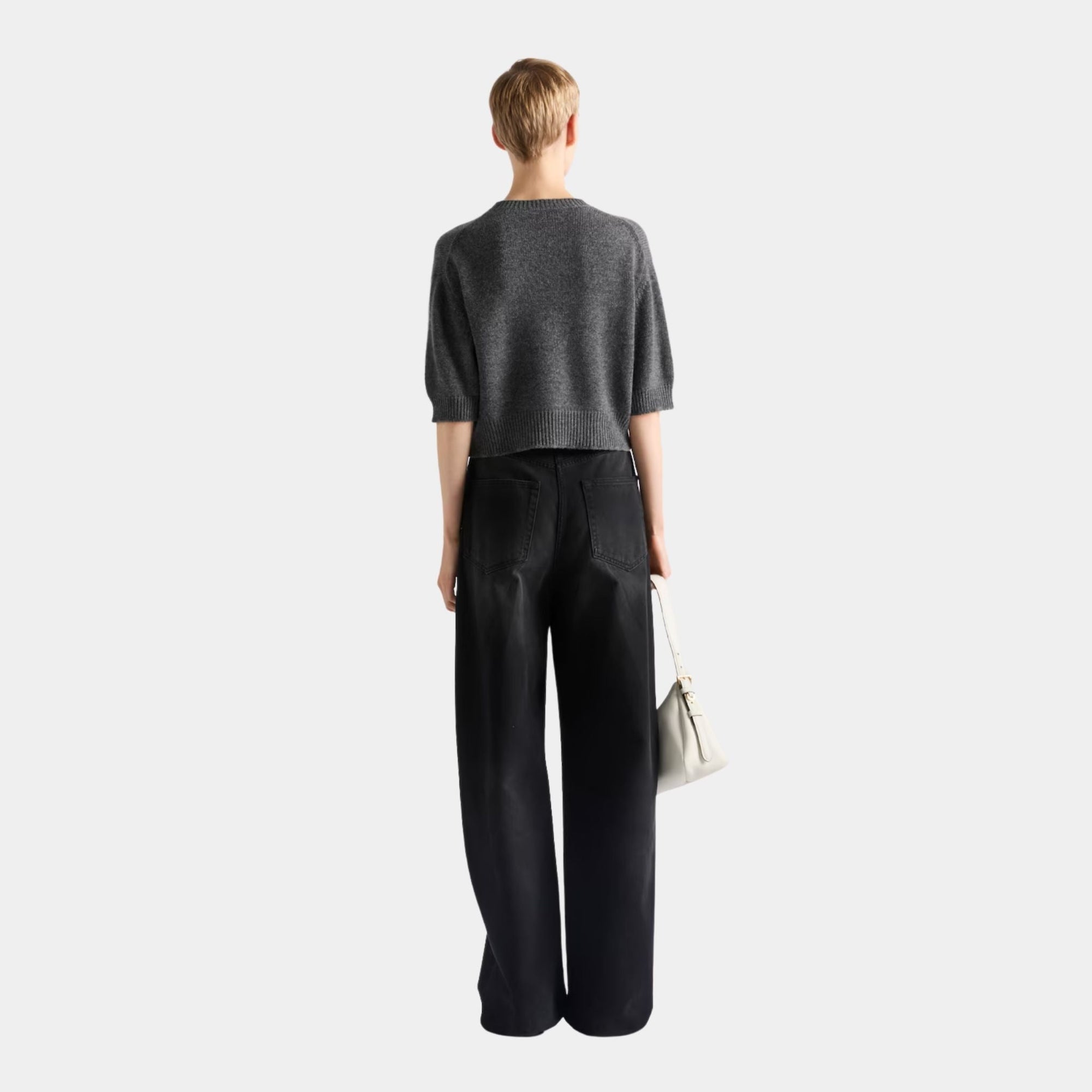Slate Gray Wool Cashmere Crew-Neck Short Sleeved Sweater Prada оригінал – Купити в Україні – детальний вид