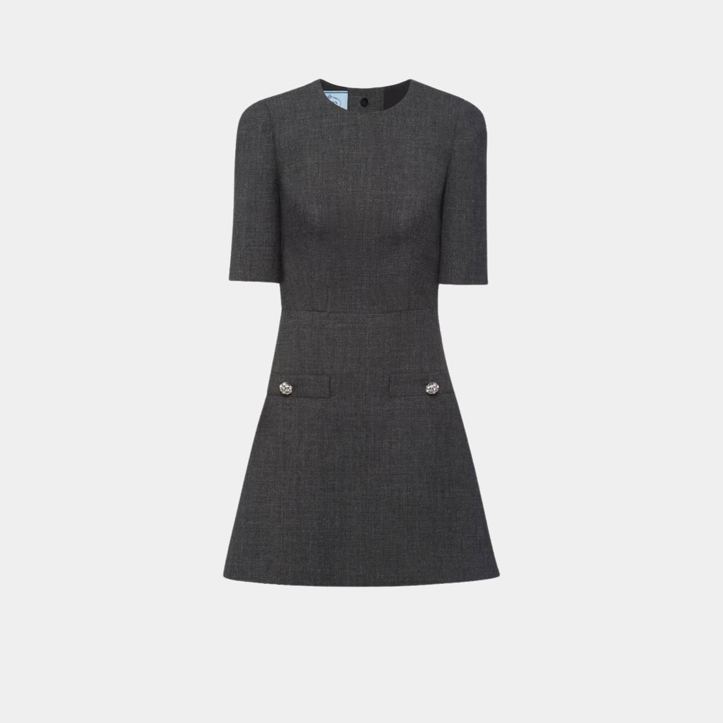 Slate Gray Wool Mini-Dress Prada – Гарантія оригінальності – боковий вид