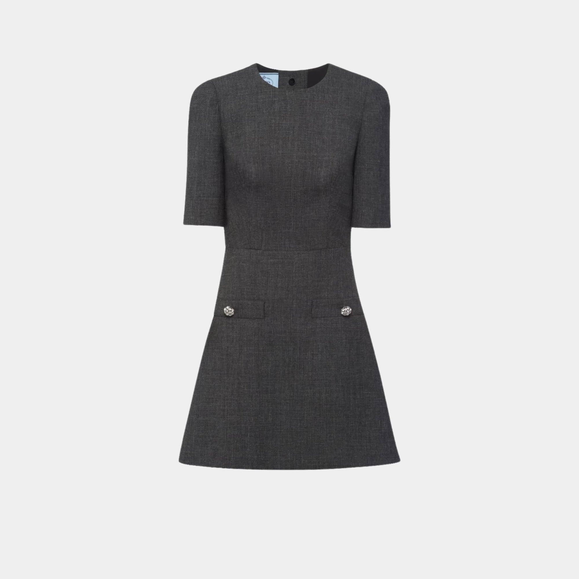 Slate Gray Wool Mini-Dress Prada – Гарантія оригінальності – боковий вид