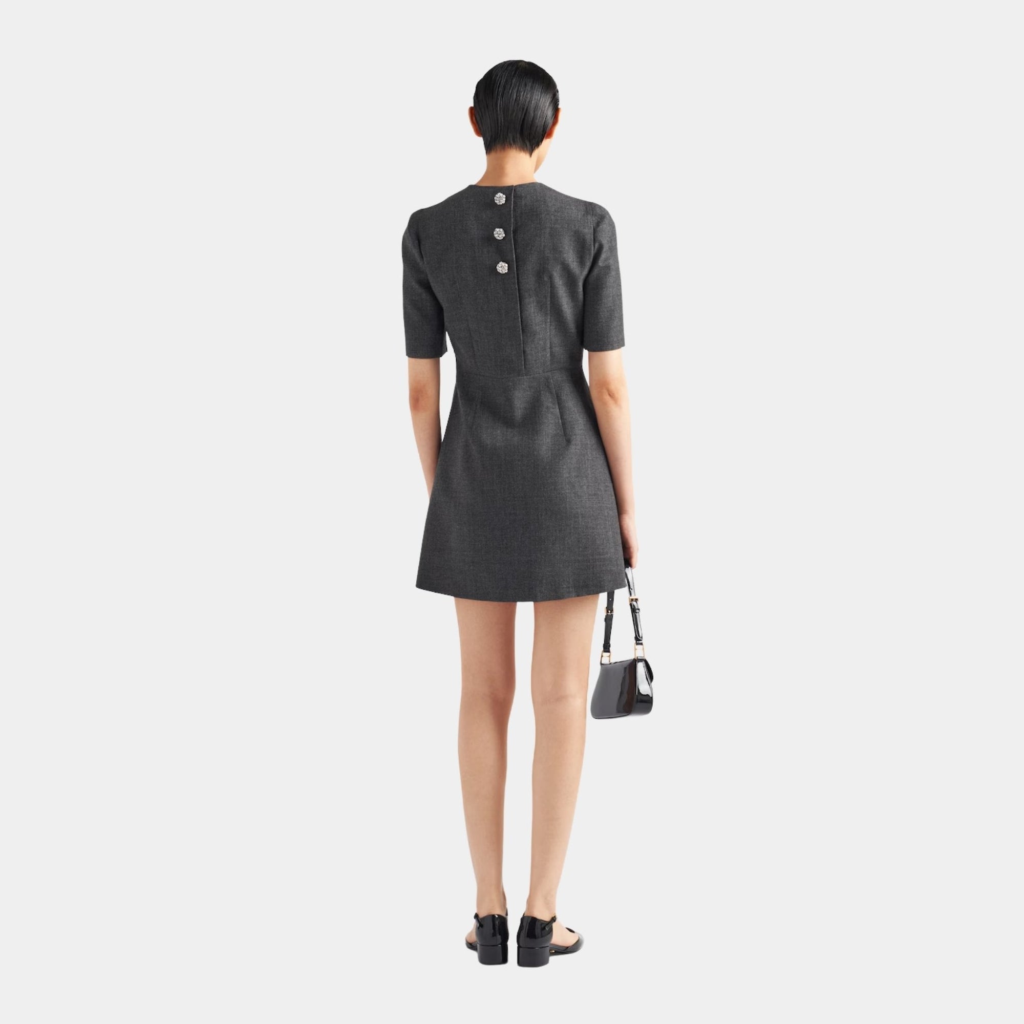 Slate Gray Wool Mini-Dress Prada – Гарантія оригінальності – детальний вид