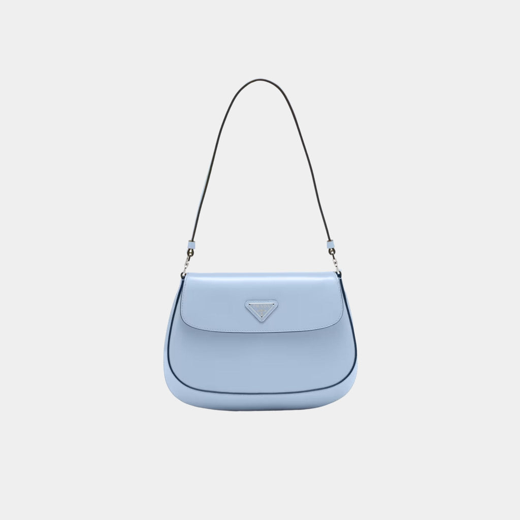 Small Cleo Brushed Leather Shoulder Bag With Flap Prada – Гарантія оригінальності – боковий вид
