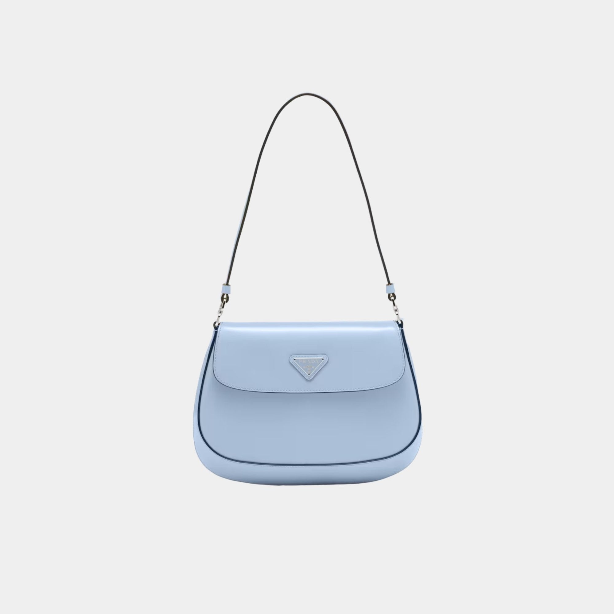 Small Cleo Brushed Leather Shoulder Bag With Flap Prada – Гарантія оригінальності – боковий вид
