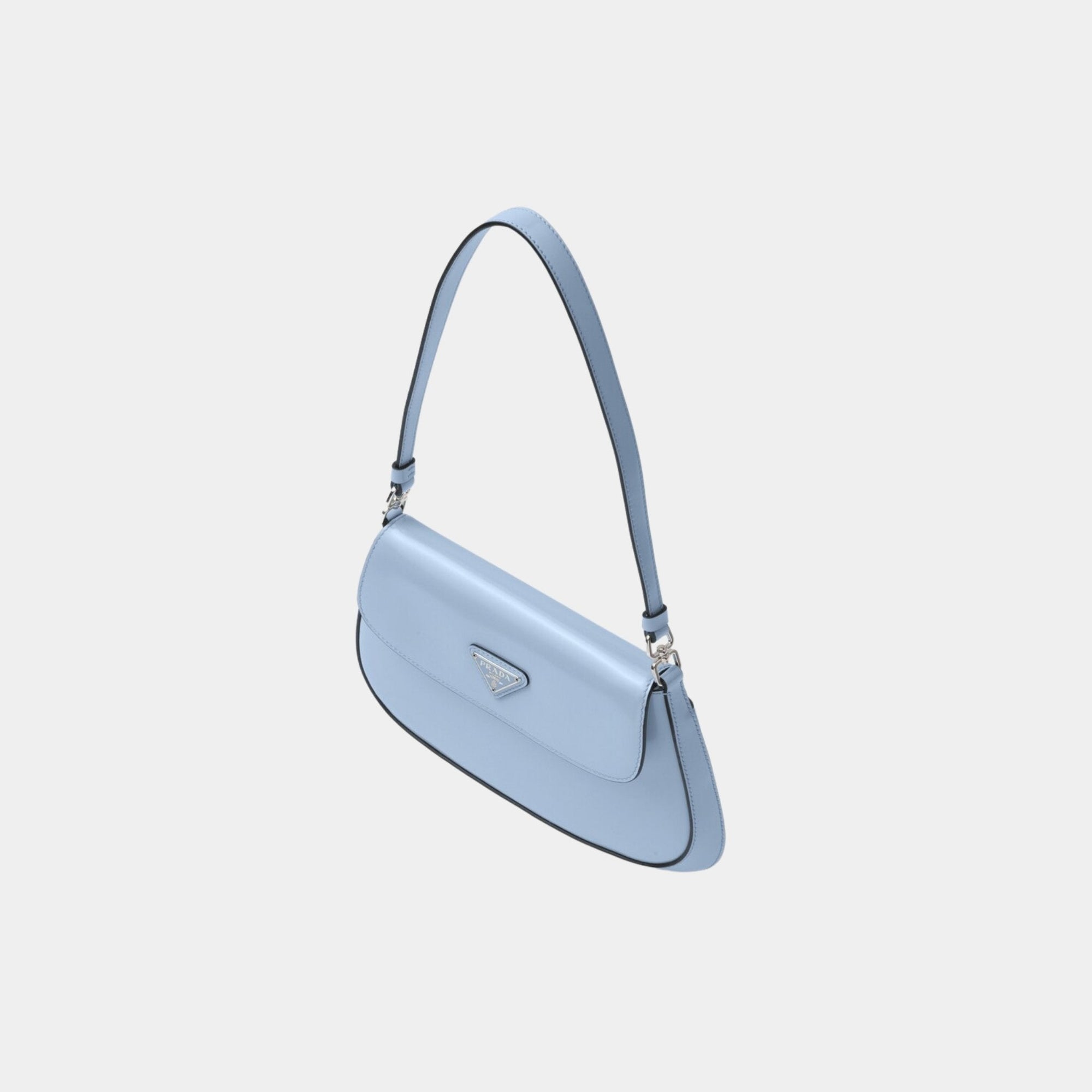 Small Cleo Brushed Leather Shoulder Bag With Flap Prada – Гарантія оригінальності – вид ззаду