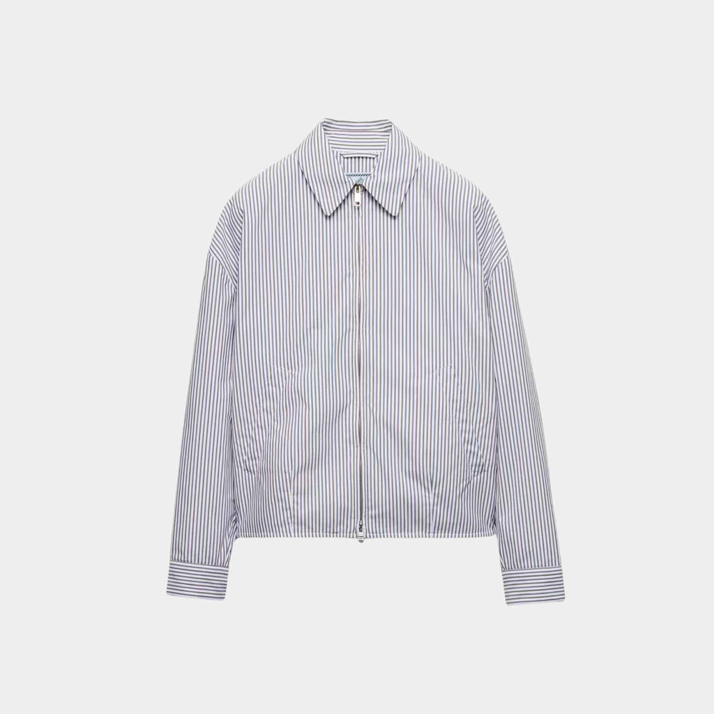 Striped Poplin Blouson Jacket Prada – Гарантія оригінальності – боковий вид