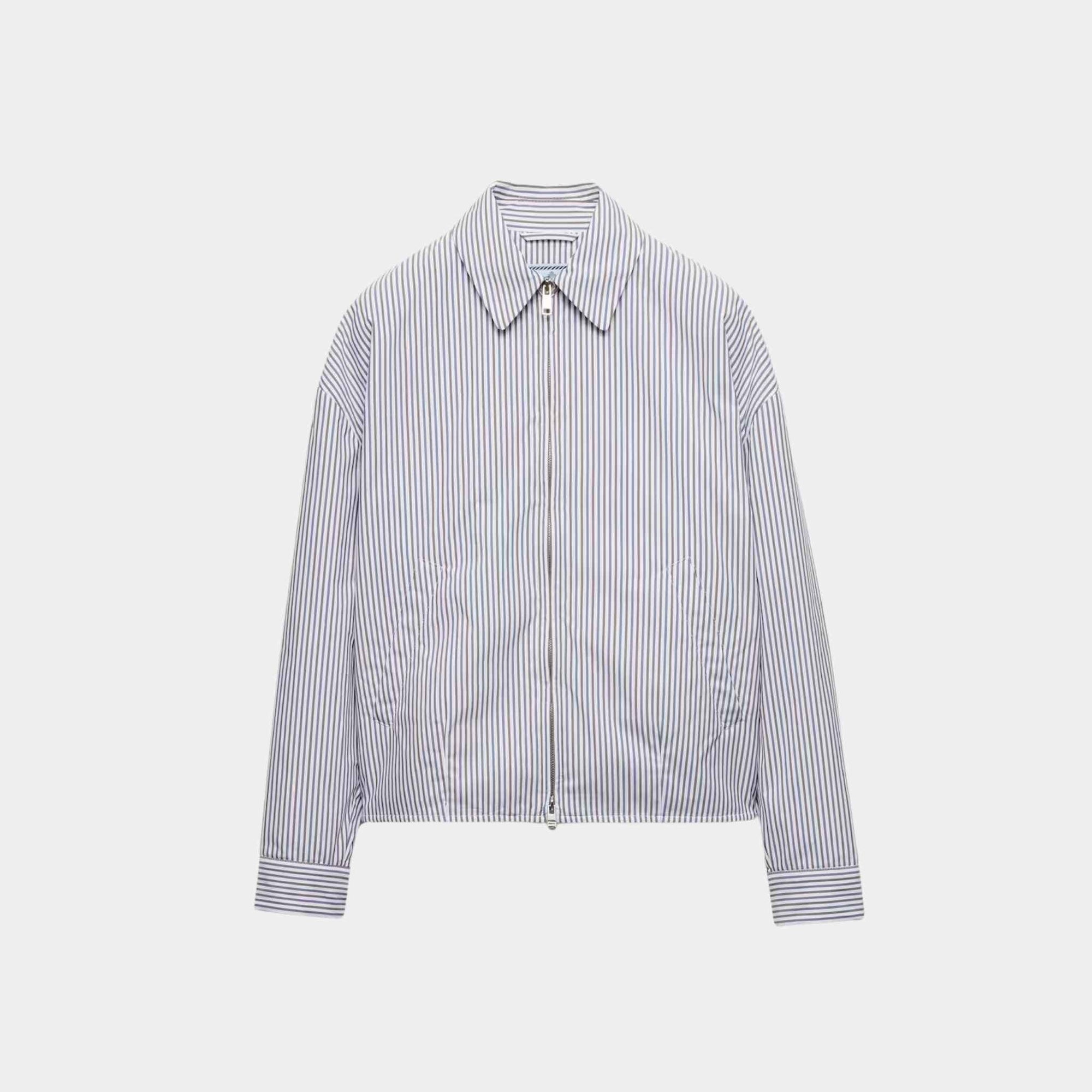 Striped Poplin Blouson Jacket Prada – Гарантія оригінальності – боковий вид