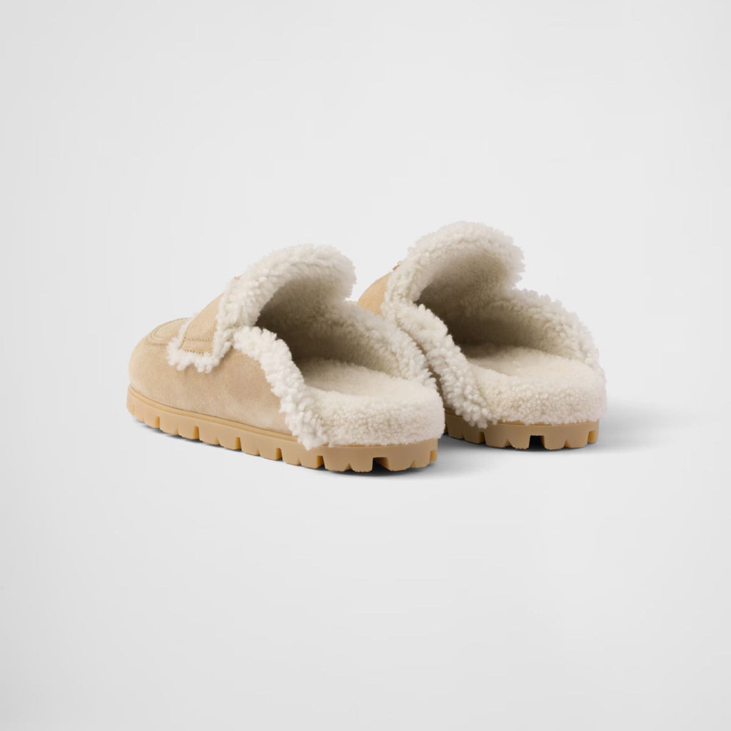 Suede And Shearling Slippers With Lug Tread Prada оригінал – Купити в Україні – детальний вид