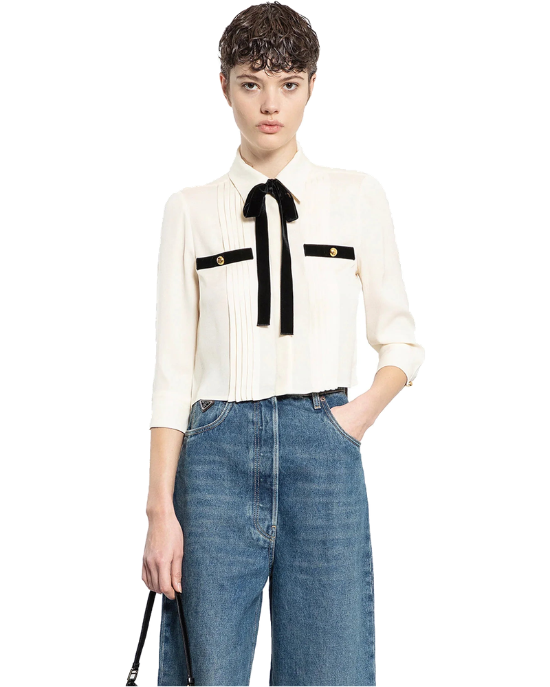Sablé Cropped Bow Shirt Prada – Гарантія оригінальності