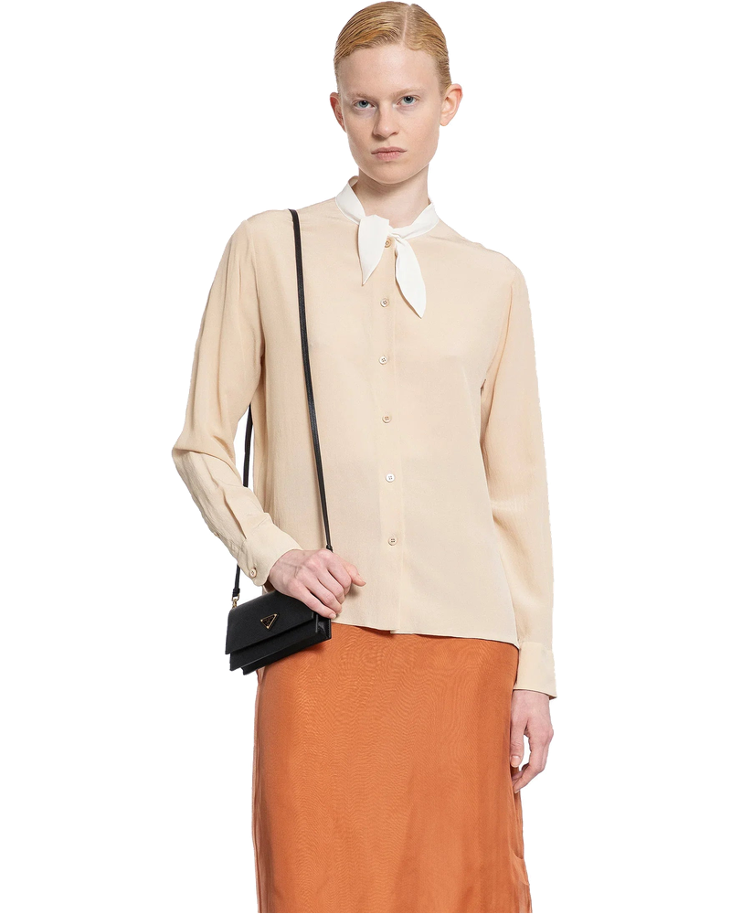 Оригінальна Lavallière Crêpe De Chine Shirt Prada