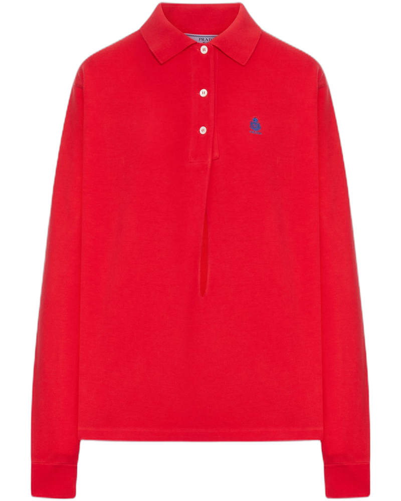 Long-Sleeved Cotton Piquet Polo Shirt Prada оригінал – Купити в Україні