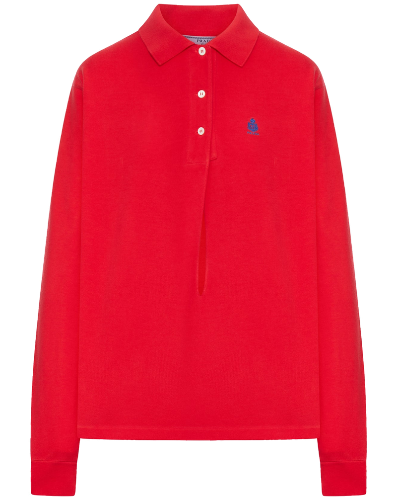 Long-Sleeved Cotton Piquet Polo Shirt Prada оригінал – Купити в Україні
