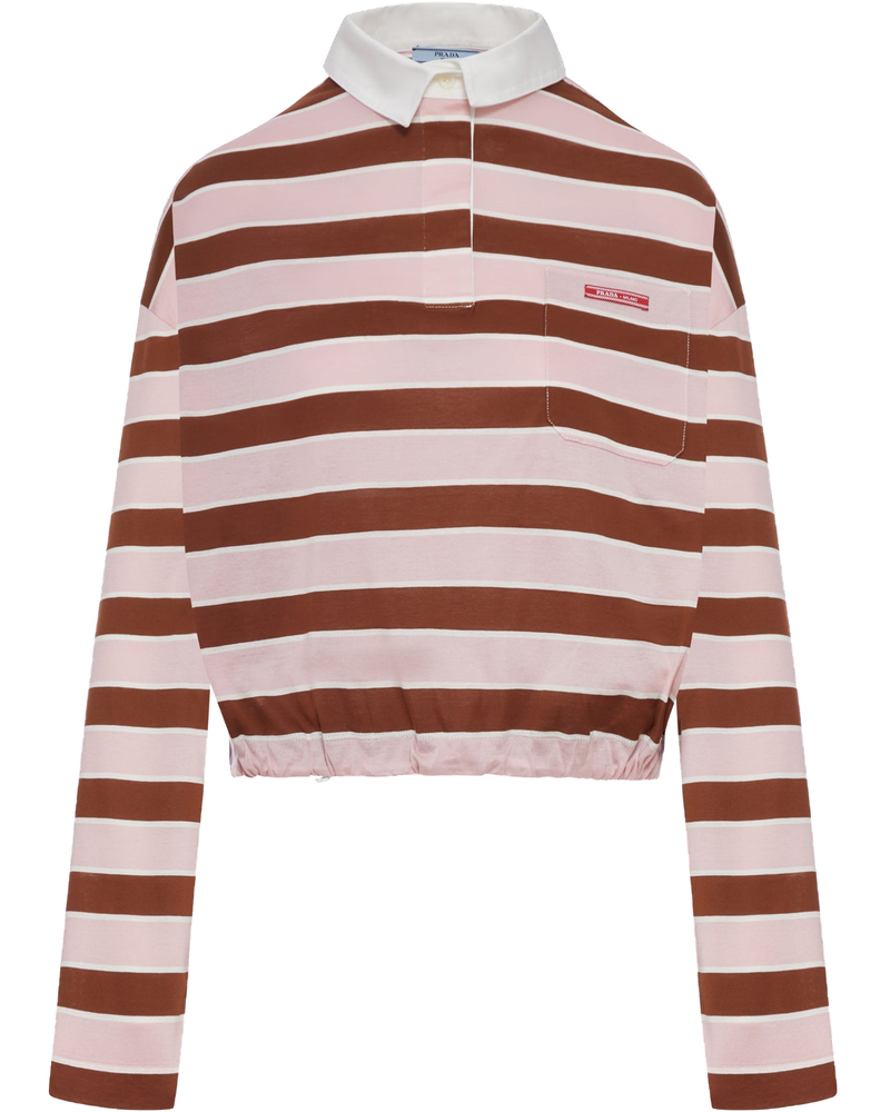 Оригінальна Striped Lisle Thread Polo Shirt Prada