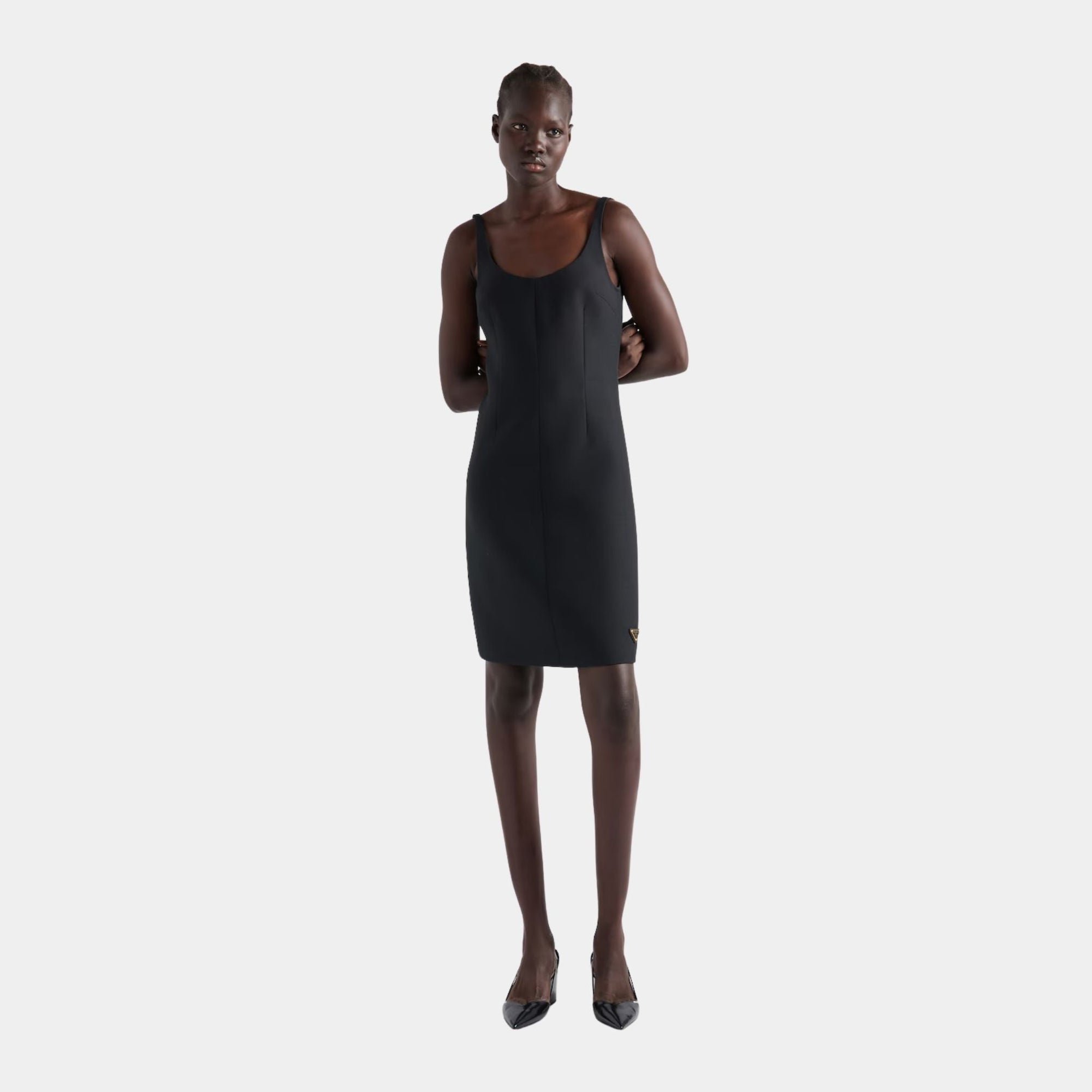 Оригінальна Tricotine Black Sheath Mini-Dress Prada – вид ззаду