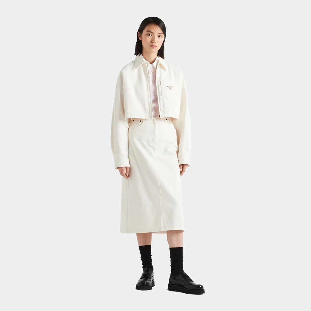 Оригінальна White Denim Blouson Jacket Prada – вид ззаду