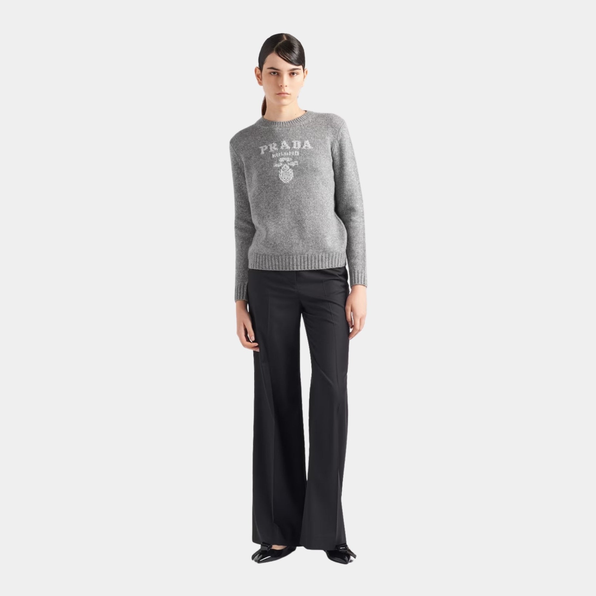 Wool Cashmere And Lamé Crew-Neck Sweater Prada оригінал – Купити в Україні – вид ззаду