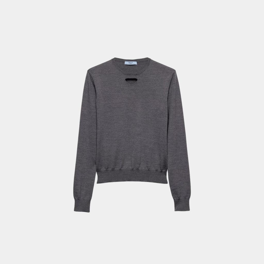 Wool Crew Neck Plain Knit Sweater Prada оригінал – Купити в Україні – боковий вид