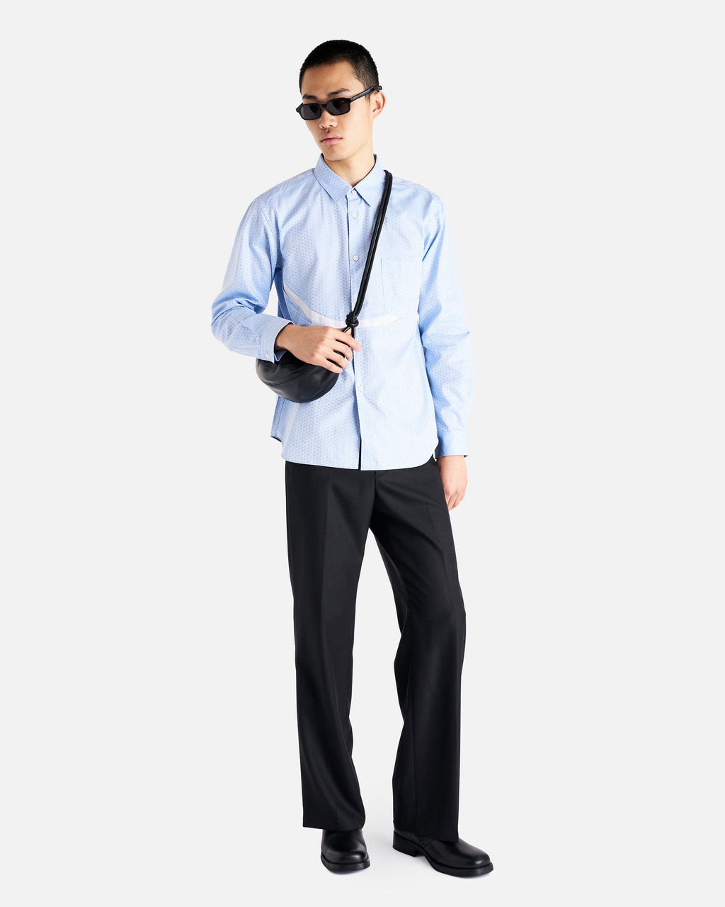 Printed Long Sleeve Shirt In Ice Blue Comme des garcons оригінал – Купити в Україні – збільшений вид