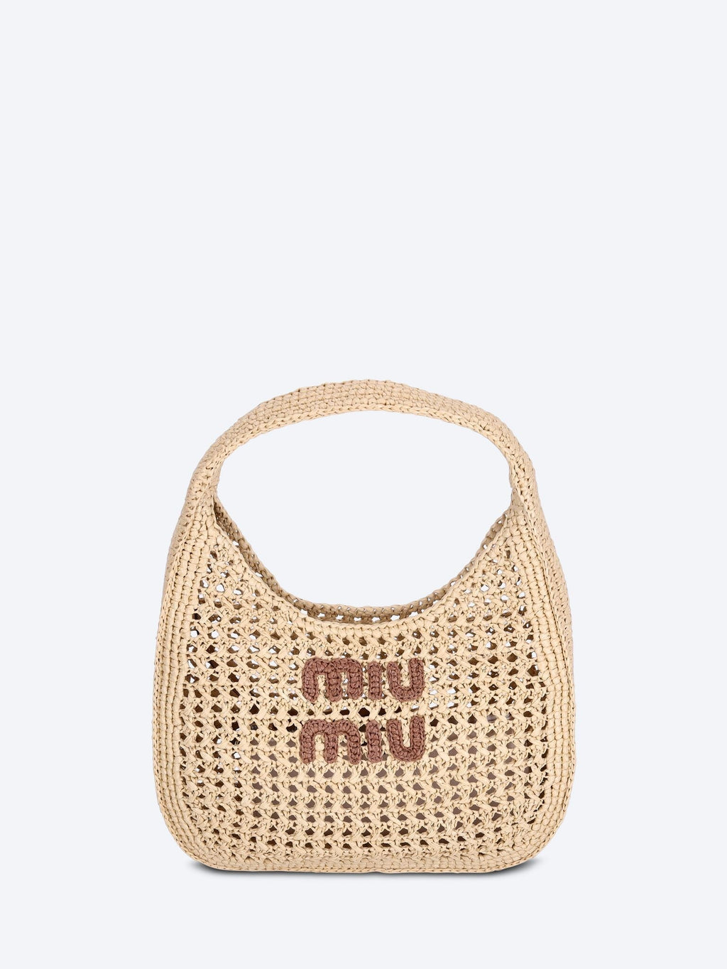 Raffia Effect Woven Hobo Bag Miu miu оригінал – Купити в Україні – боковий вид
