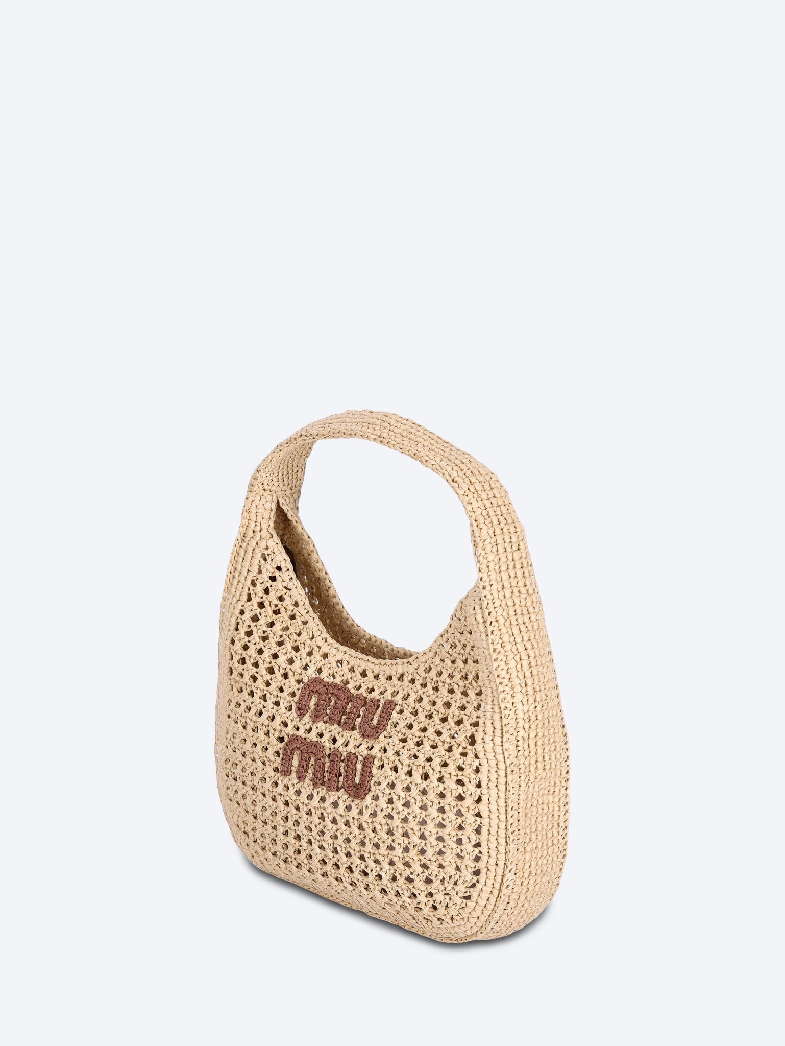 Raffia Effect Woven Hobo Bag Miu miu оригінал – Купити в Україні – вид ззаду