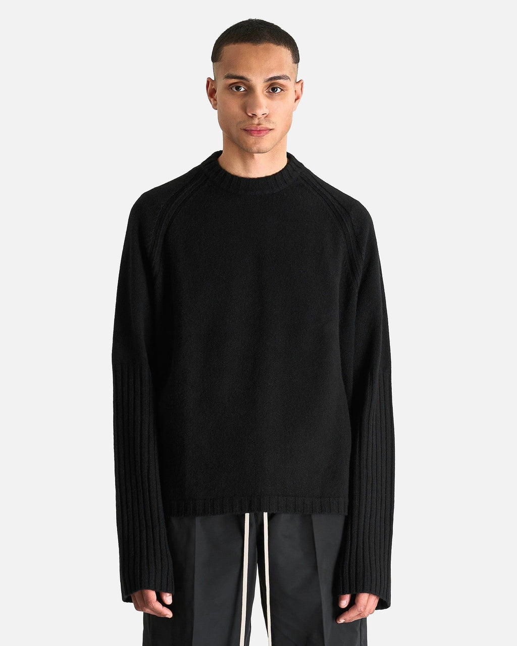 Raglan Crewneck In Black Rick owens – Гарантія оригінальності – боковий вид