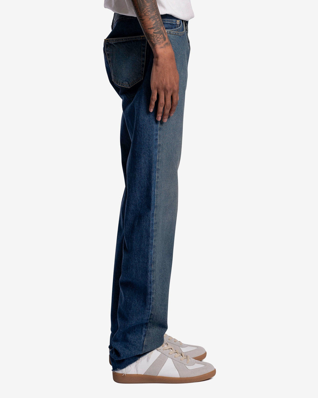 Оригінальна Raw Hem High Waisted Jeans In Denim Blue Maison margiela – вид ззаду