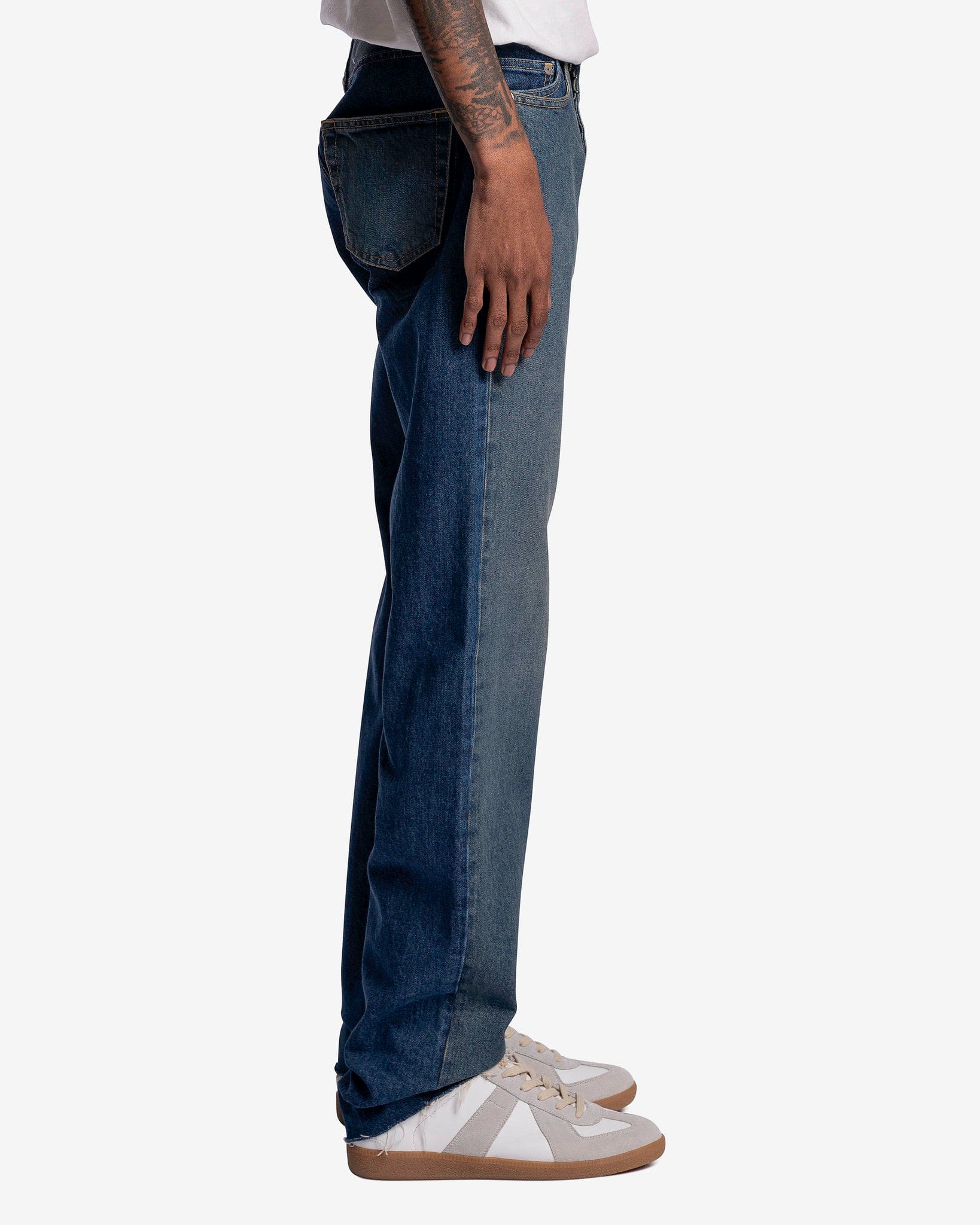 Оригінальна Raw Hem High Waisted Jeans In Denim Blue Maison margiela – вид ззаду