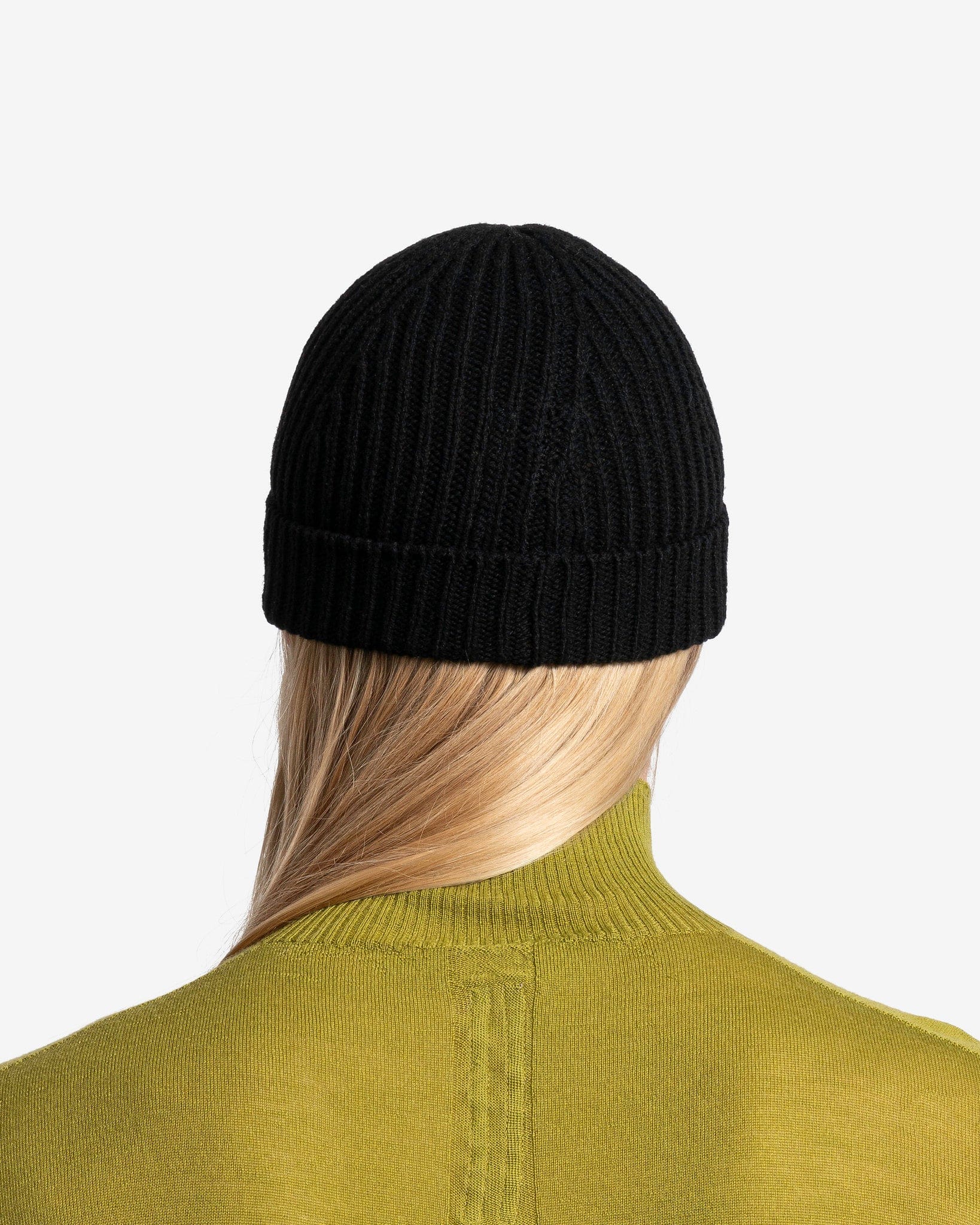 Ribbed Beanie In Black Rick owens – Гарантія оригінальності – вид ззаду