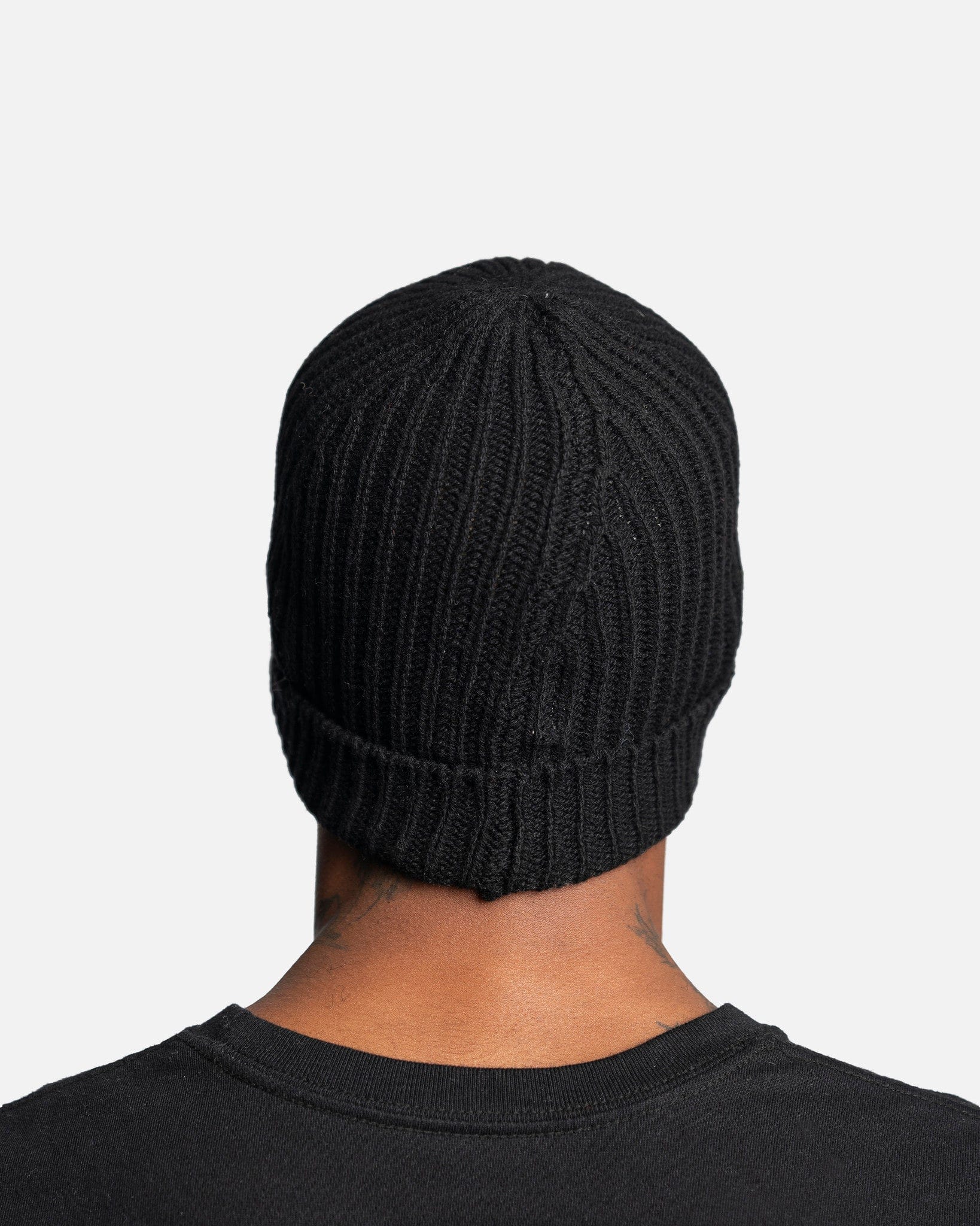 Ribbed Beanie In Black Rick owens – Гарантія оригінальності – вид ззаду