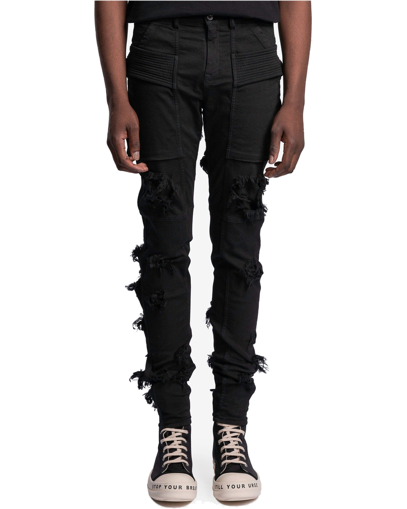 Distressed Denim Creatch Pants In Black Rick owens оригінал – Купити в Україні