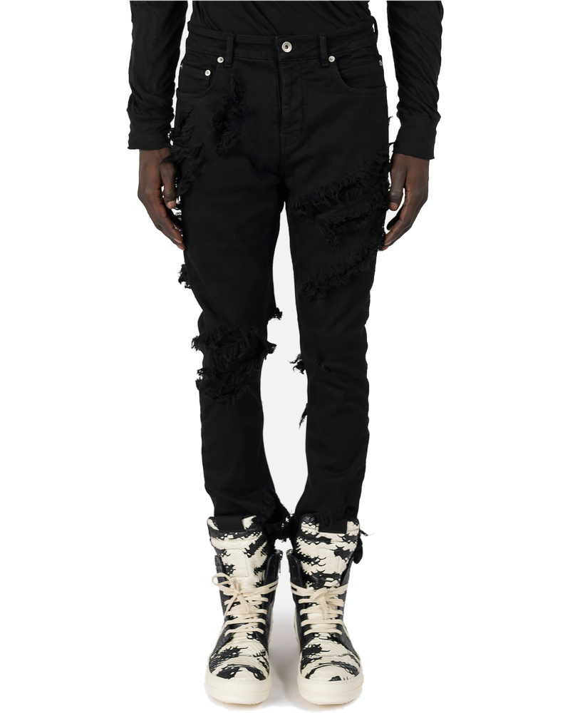 Slashed Detroit Cut Denim In Black Rick owens оригінал – Купити в Україні