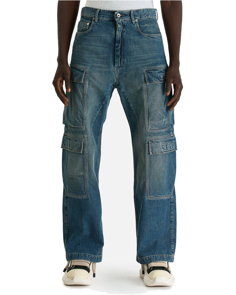 Double Cargo Jeans In Washed Indigo Rick owens оригінал – Купити в Україні