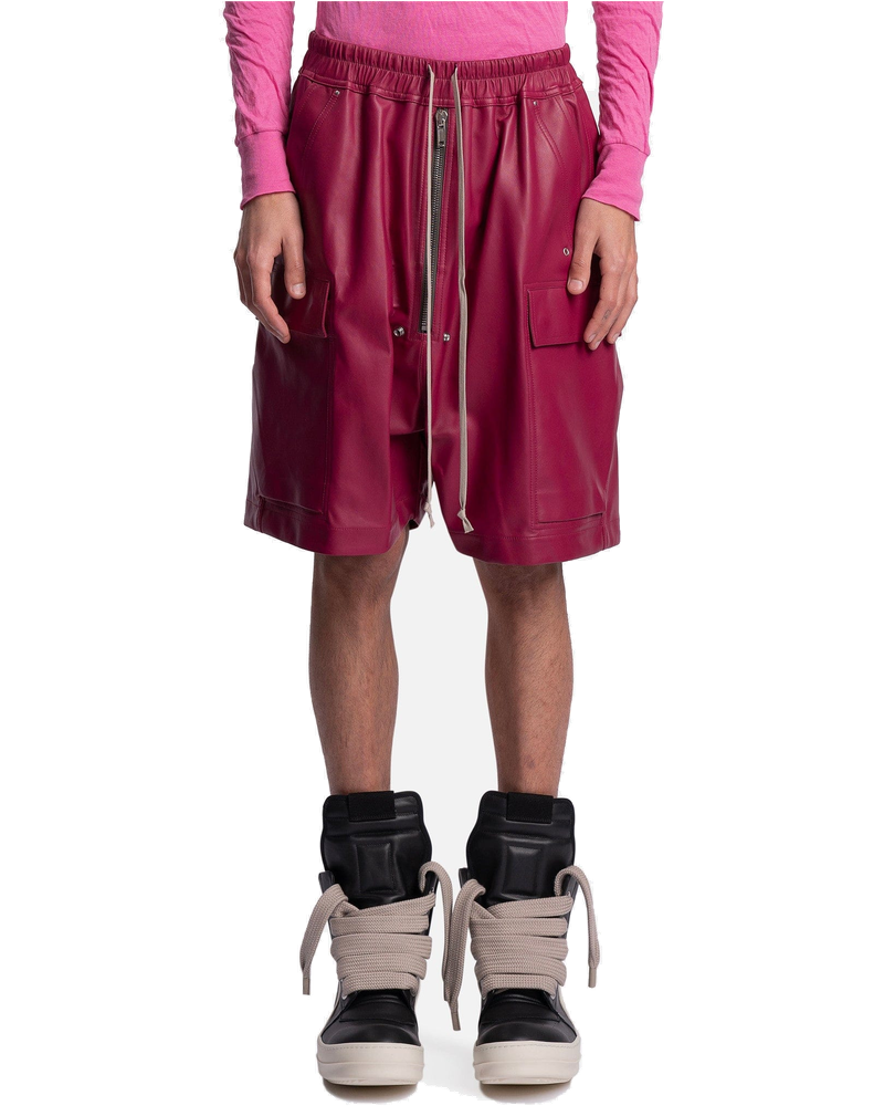 Leather Cargobela Shorts In Fuchsia Rick owens оригінал – Купити в Україні