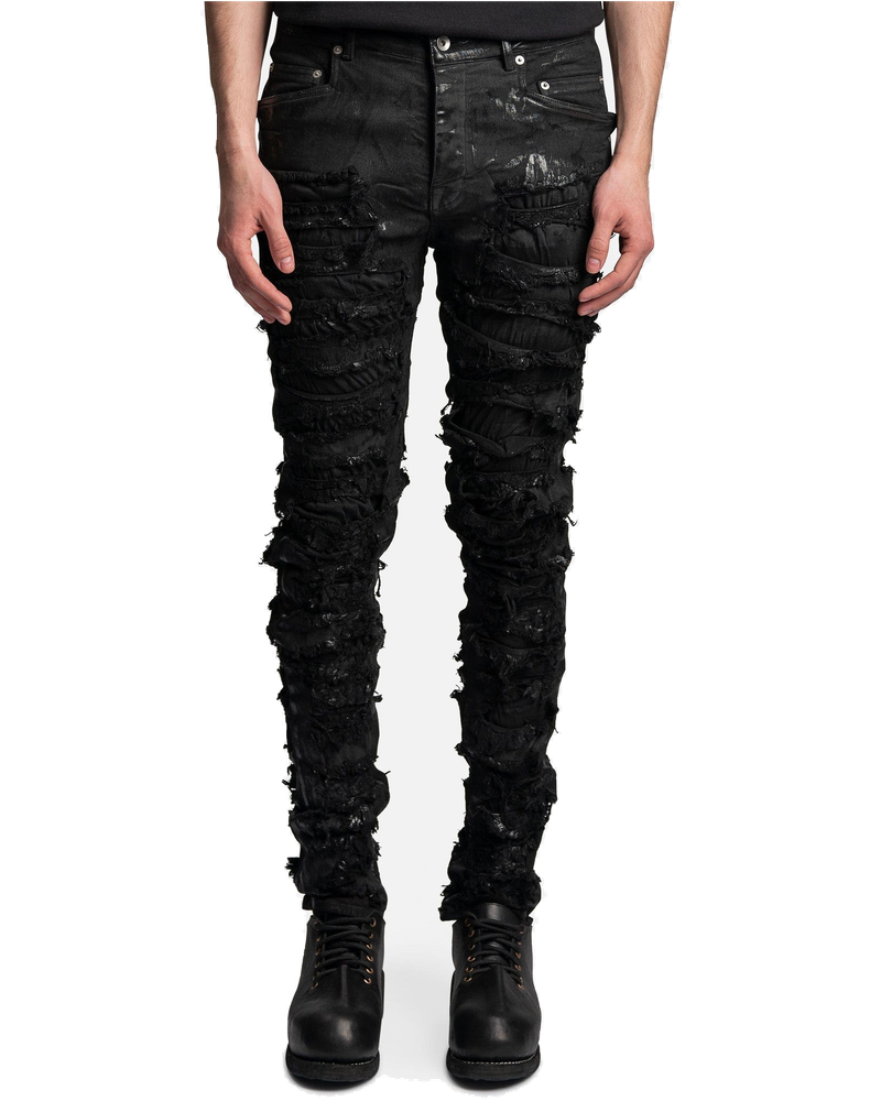 Slashed Tyrone Cut Denim In Black Foil Rick owens – Гарантія оригінальності