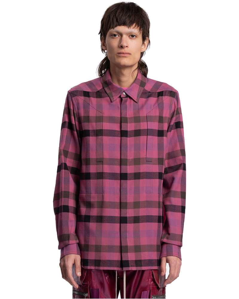 Fogpocket Outershirt In Hot Pink Plaid Rick owens – Гарантія оригінальності