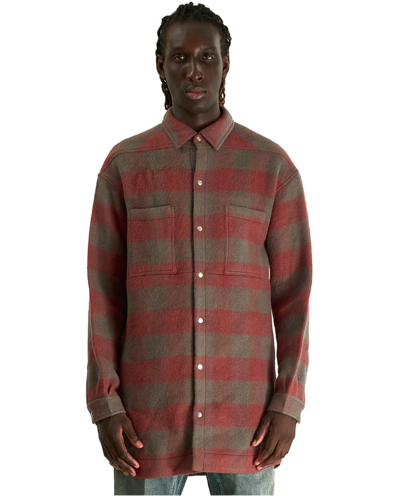 Oversized Outershirt In Rosewood Plaid Rick owens оригінал – Купити в Україні