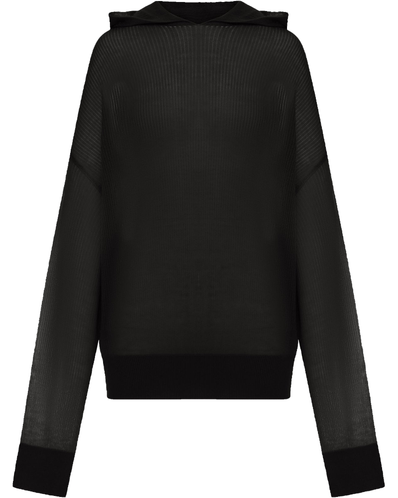 Оригінальна Semi-Transparent Knit Sweatshirt With Hood Rick owens