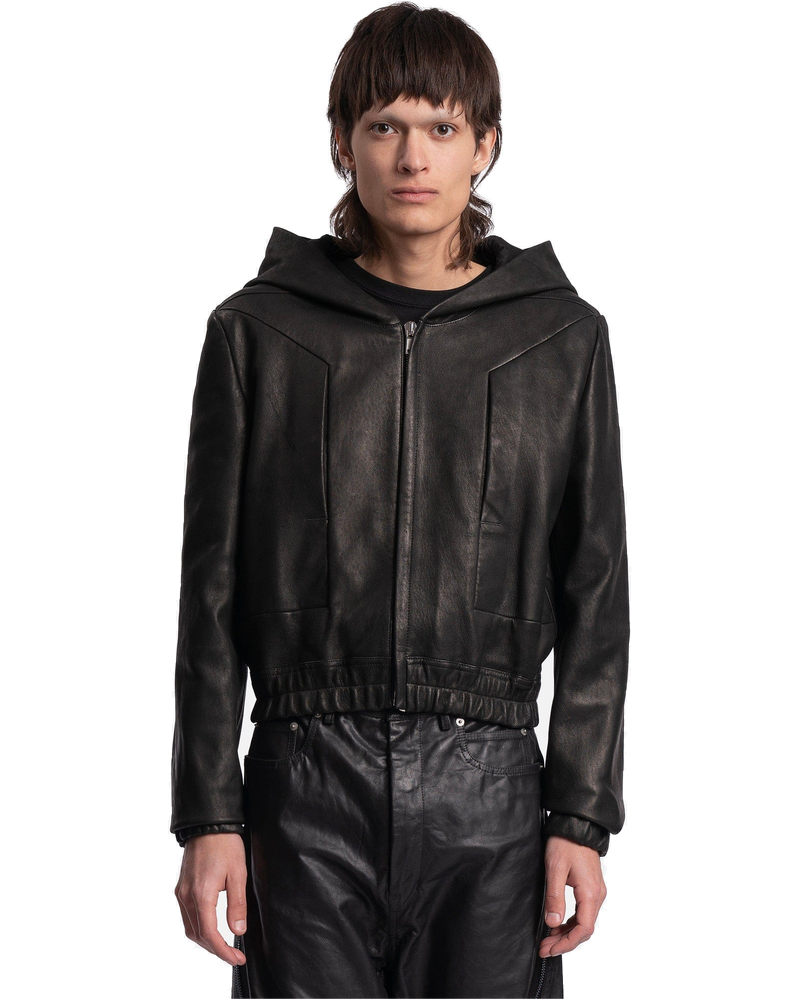 Edfu Leather Hooded Top In Black Rick owens – Гарантія оригінальності
